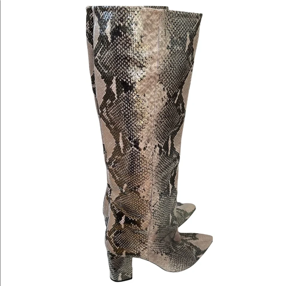 ***SOLD*** Paris Texas | Gold and Black Block Heel High Metallic Boots - Picture 5 of 15